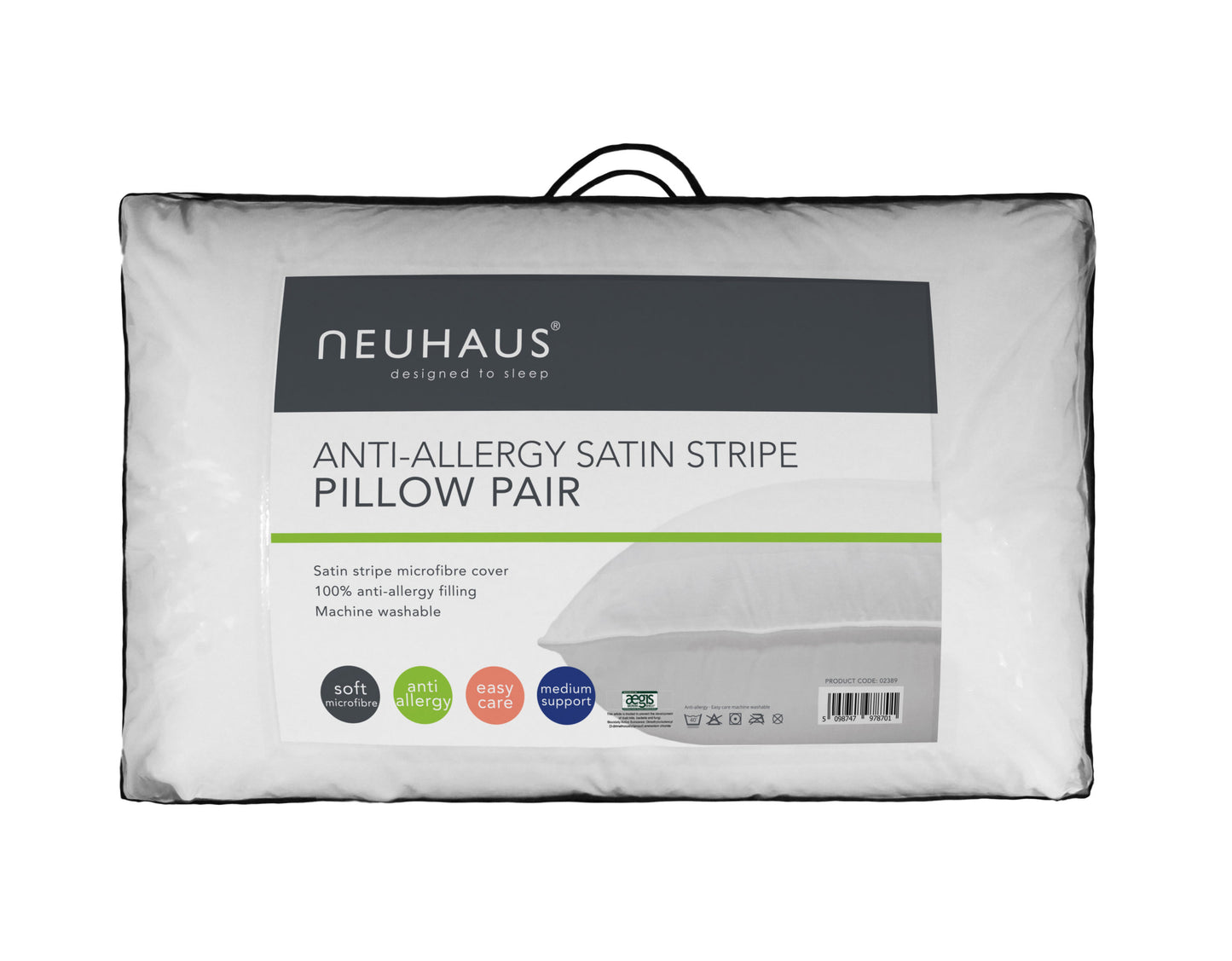 Neuhaus Anti-Allergy Satin Stripe Pillow Pair