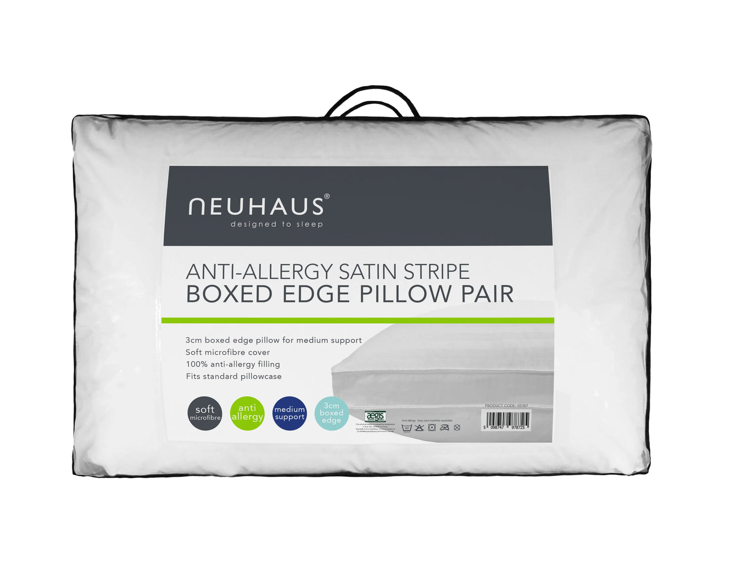 Neuhaus Anti-Allergy Satin Stripe Boxed Edge Pillow Pair