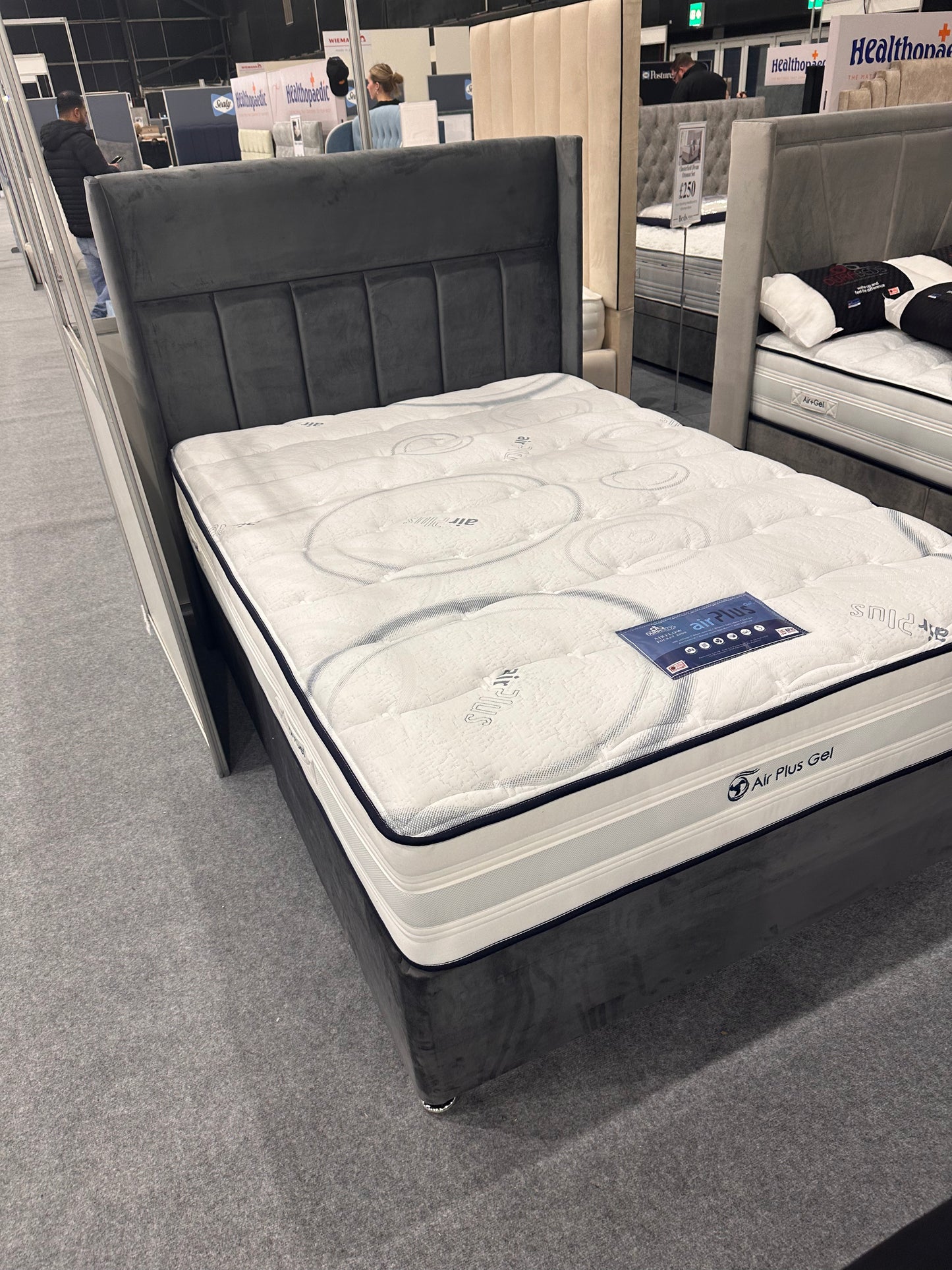 Double Airplus Divan Set Complete with Floorstanding Headboard